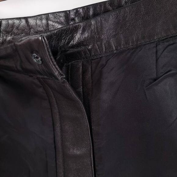 Vintage Black Leather Pants High Waist flat front Size 6 - Picture 6 of 10